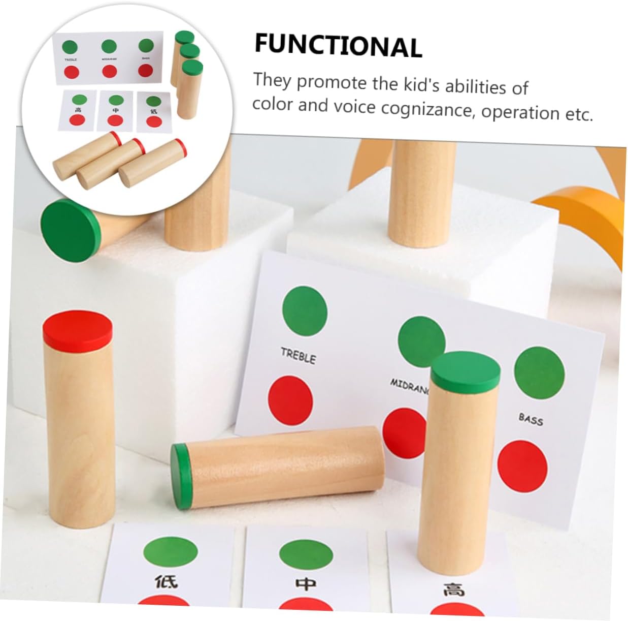 3 Sets Sound Matching Game Wooden Toys Kids Educational Toys Toddler Sports Toys Voice Matching Wood Toy Color Recognition Toy Music Educational Toys Color Sound Matching Toy Child