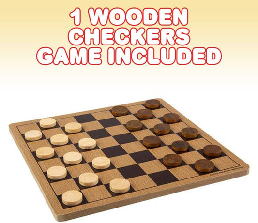 Wooden Checkers Board Game, Wood Family Board Game for Game Night, Indoor Fun and Parties, Develops Logical Thinking and Strategy, Best Gift Idea for Kids