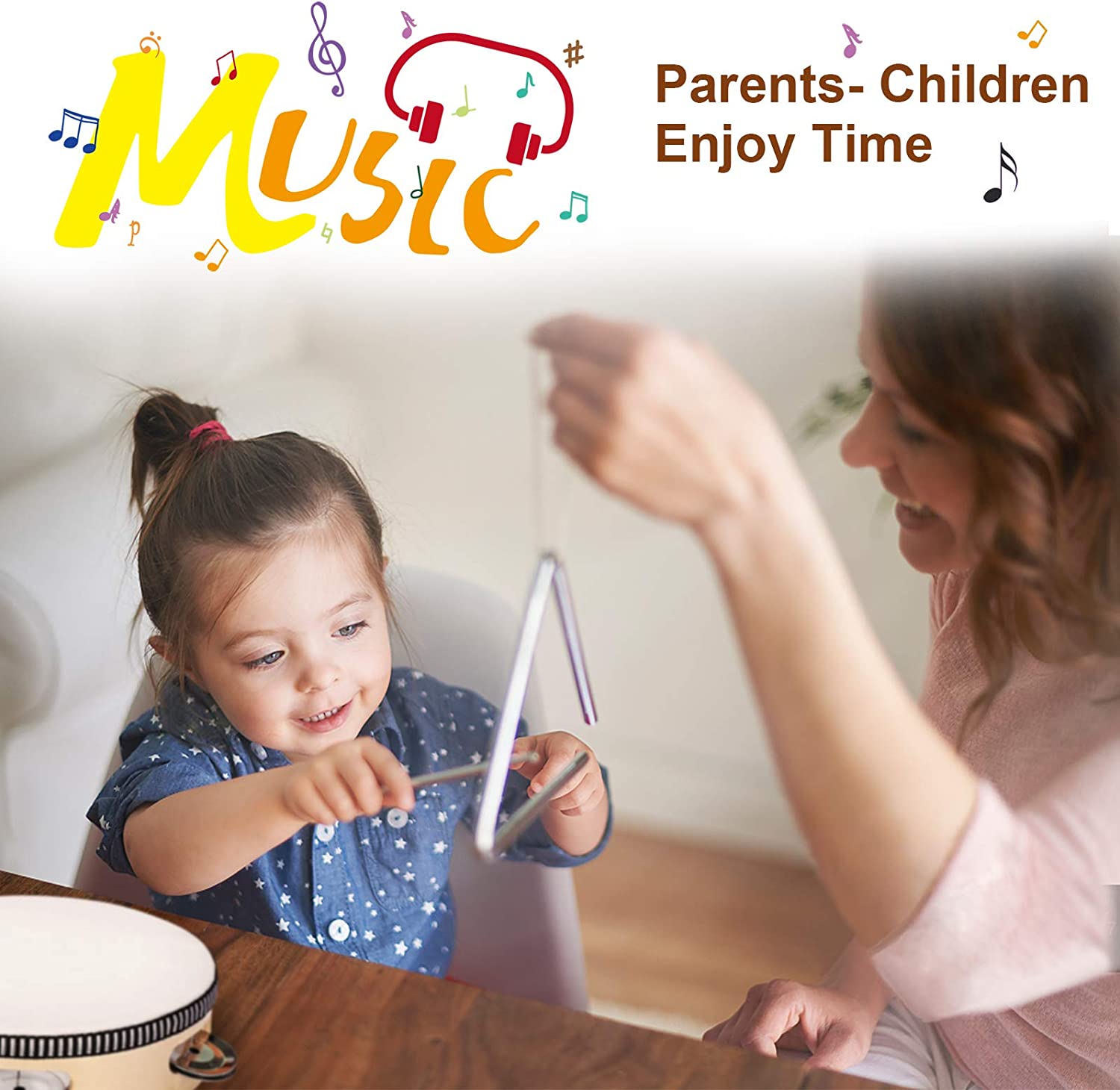 Toddler Musical Instruments Natural Wooden Percussion Instruments Toy for Kids Preschool Educational, Musical Toys Set for Boys and Girls with Storage Bag