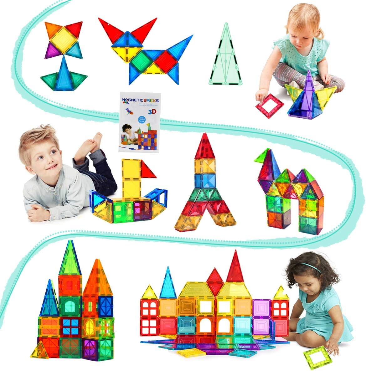 Magnetic Tiles Building Blocks STEM Magnet Blocks Toys for 3+ Year Old Boys and Girls,Educational Toy Gifts for Toddlers Kids Develop Children's Ability to Observe,Imagine,Practice.
