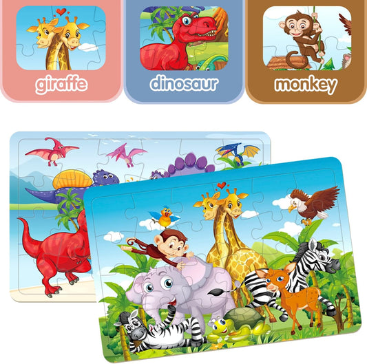 Puzzles for Kids Ages 3-5 Year Old 24 Piece Colorful Wooden Puzzles for Toddler Children Learning Educational Puzzles Toys for Boys and Girls Set for Kids 3 4 5 6 Year Old (6 Puzzles)