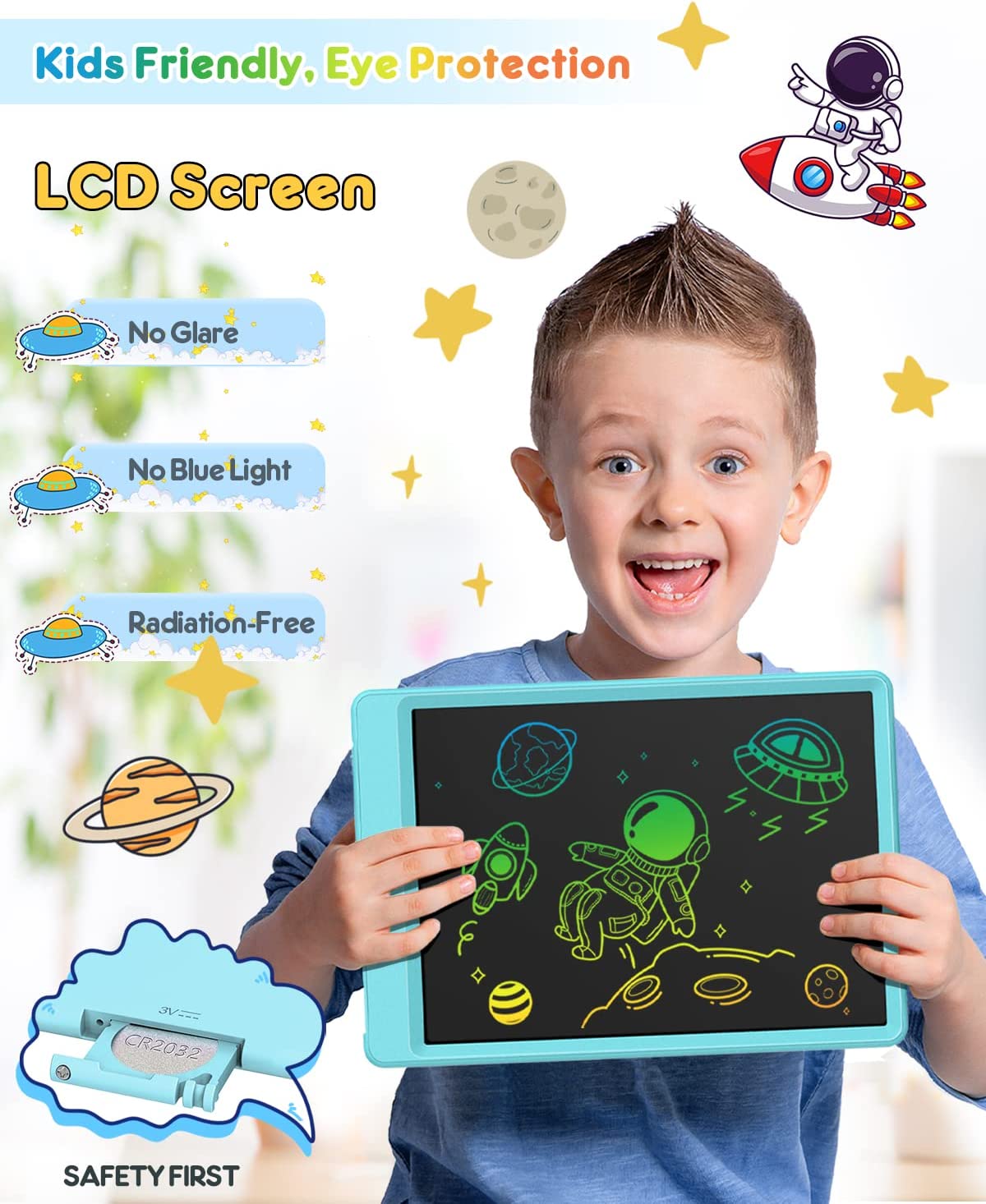 LCD Writing Tablet Doodle Board, Toys for 3 4 5 6 7 8 Year Old Girls Boys, Drawing Pad for Kids, 10 Inch Colorful Electronic Board Drawing Tablet Gifts for Toddler Educational Learning Travel