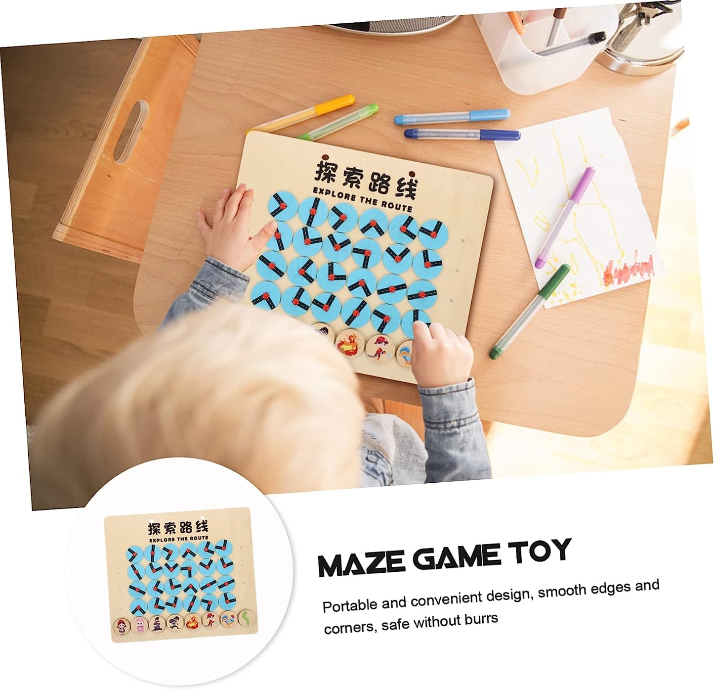 1 Set Explore Find Directions Toys for Toddlers Magnetic Puzzle Educational Toys for Toddlers 3D Puzzle Mechanical Puzzles Bending Shape Jigsaw Pieces Toddler Maze Puzzle Wooden