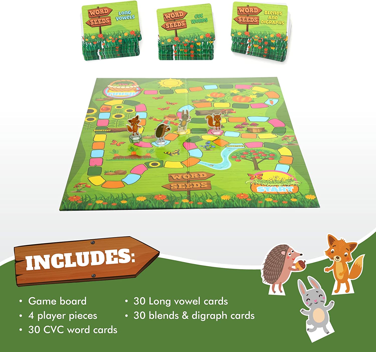 Word Seeds - Phonics Games for Kids Ages 4-8, Kindergarten Learning Activities, Learn to Read Game, Kindergarten Games for Classroom, CVC Games