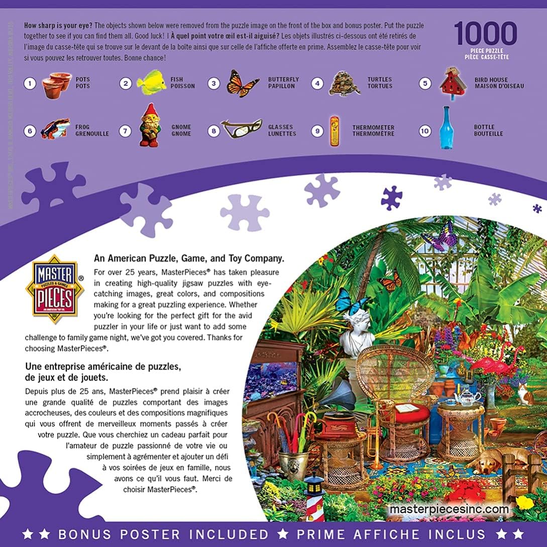 1000 Piece Seek & Find Jigsaw Puzzle for Adults, Family, Or Kids - Garden Hideaway - 19.25"x26.75"