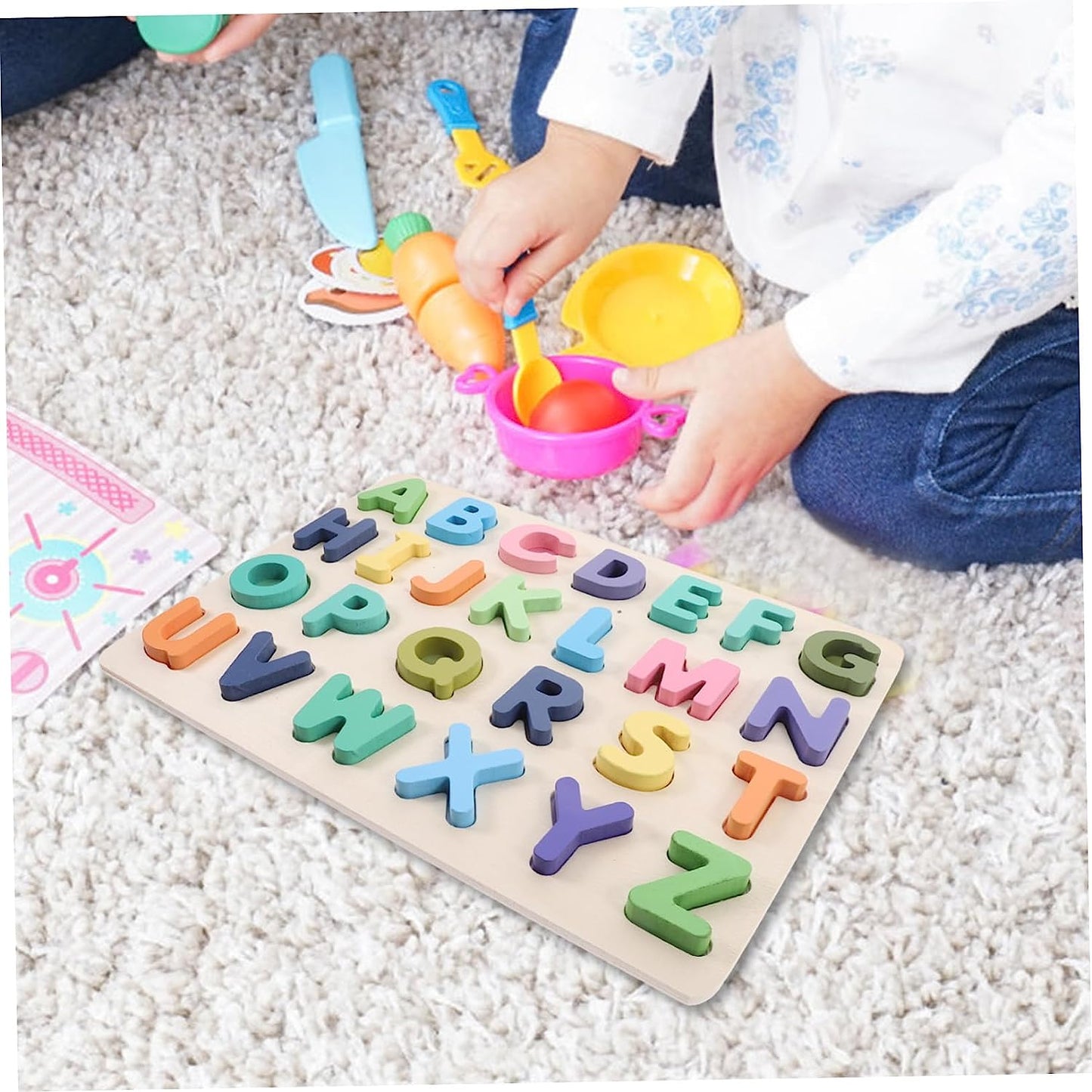 2 Sets Infant and Toddler Letter Recognition Jigsaw Puzzle Early Education Matching Puzzle Alphabet Toys Wooden Animal Toys Toddlers Toys Wood Wooden Puzzle for Alphabet Board