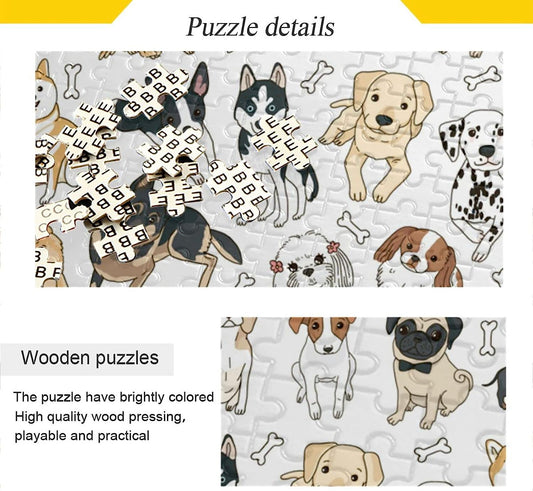 Cute Dog 1000 Pieces Wooden Jigsaw Puzzle for Adults Teens Kids, Fun Family Game for Holiday Toy Gift Home Decor