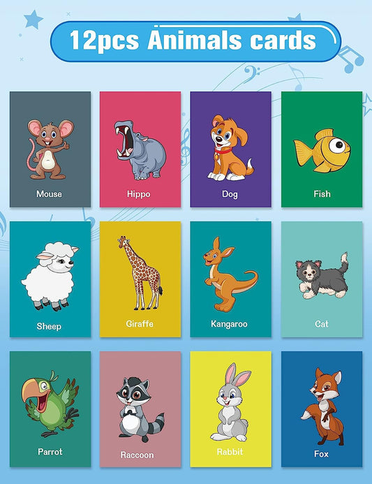 Baby Musical Learning Toys , Floor Piano Playmat for Toddlers with Animal Flash Cards Music Sound for Early Education Touch Keyboard Blanket Birthday for Baby Boys Girls