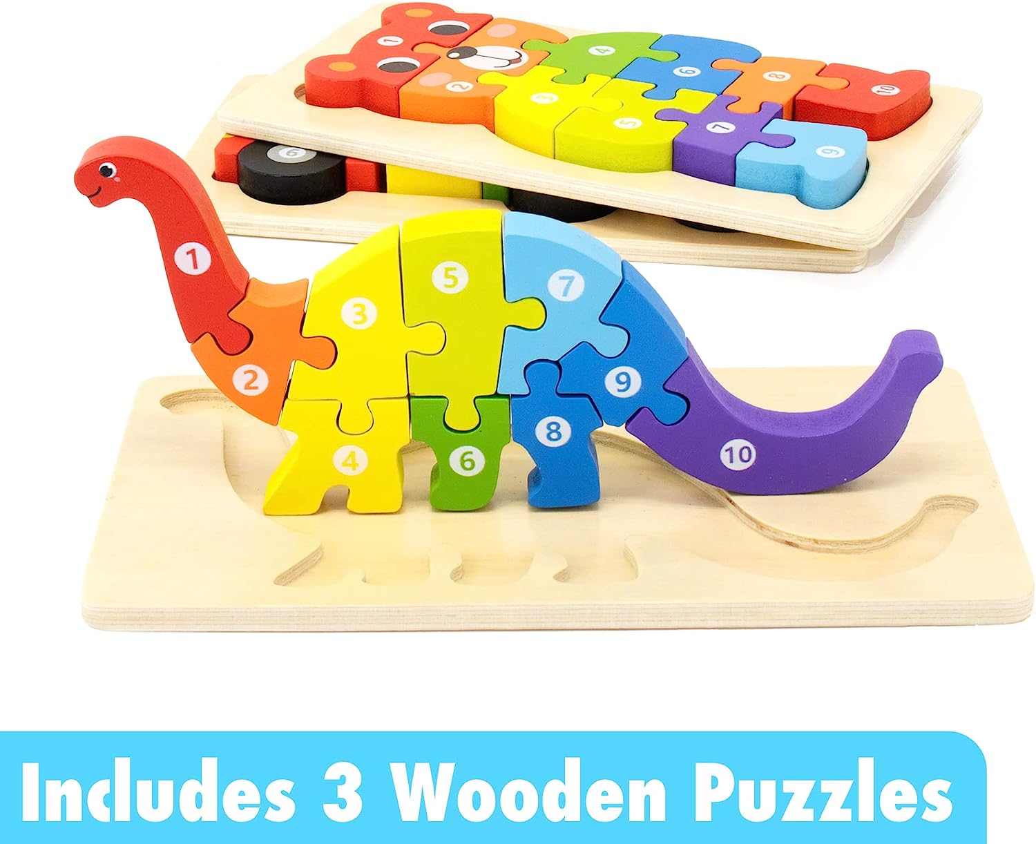 Puzzles Ages 3-5 | Wooden Magnetic Fishing Game, ABC Alphabet, Color Sorting Fine Motor Skills Toy | 3+ Educational Learning Gift Bundle - Toys for 3 Year Old Toddlers Boy Girl