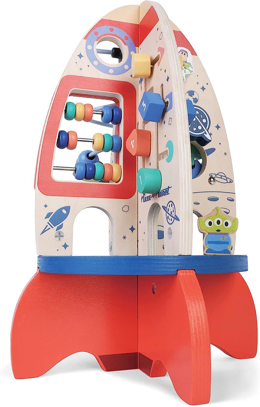 Pixar Wooden Toys Toy Story Activity Rocket, Figures and Playset, Officially Licensed Kids Toys for Ages 18 Month, Gifts and Presents, Amazon Exclusive