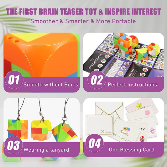 Brain Teaser Puzzles for Kids Ages 8-10,Brain Teasers for Adults 12 Pack,Mind,IQ and 3D Plastic Simple and Beginner Portable Hand Puzzles Toys,Gift for Kids and Adults,Ages 8 to 80