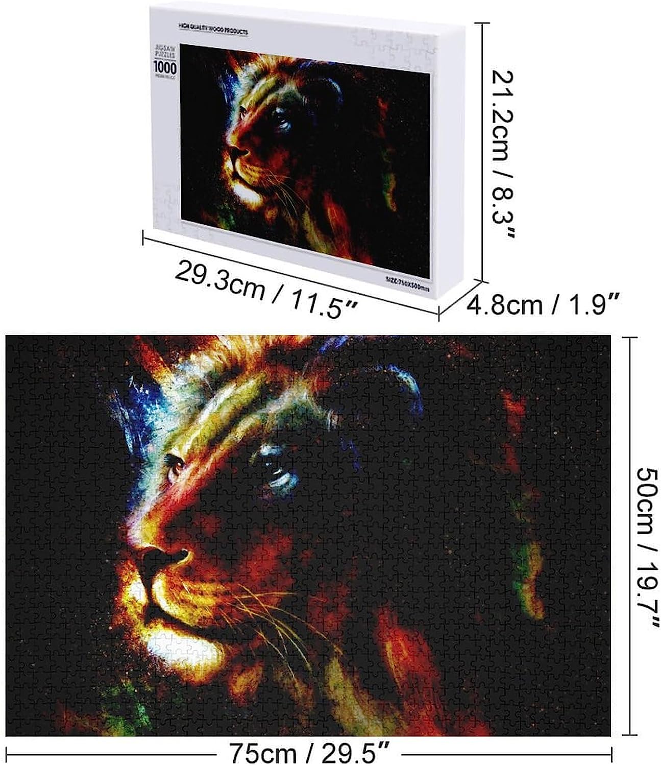 Blacklight Lion Puzzles for Adults Wooden Jigsaw Puzzle Funny Leisure Toy Gifts for Family Friends