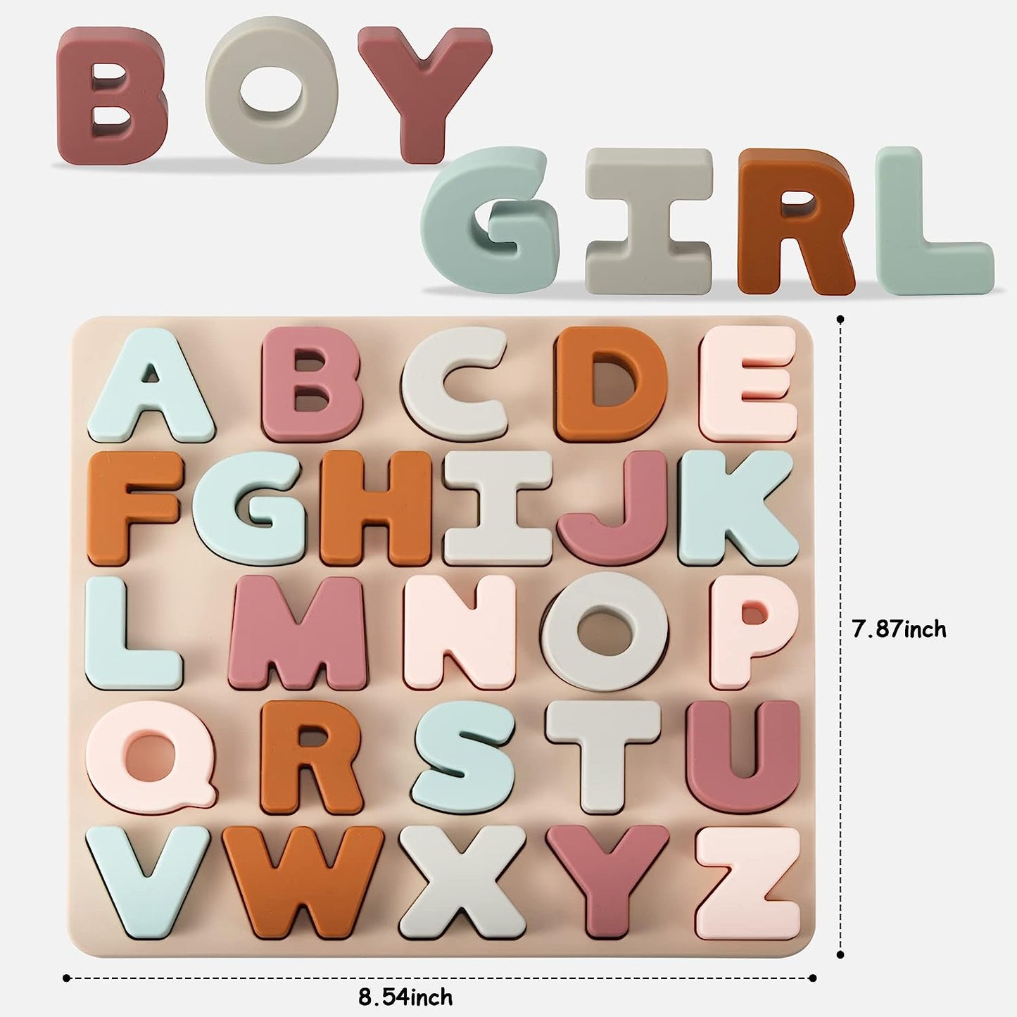 Silicone Alphabet Puzzle for Toddlers 1-3, Alphabet Toys with Puzzle Board & Letter Blocks ABC Letter Puzzles, Educational Learning Toys for Toddlers, Best Preschool Education Gift