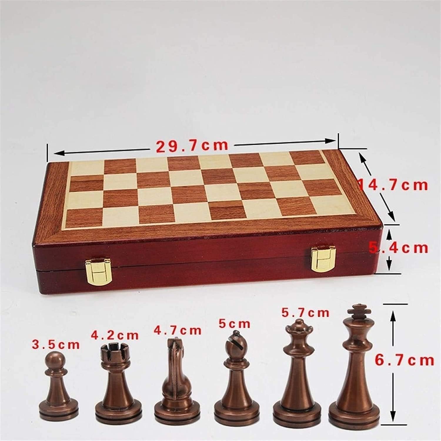 International Chess Board Set,Kids Metal Glossy Pieces Solid Wooden Folding High Grade Professional Chess Games Set Traditional Games
