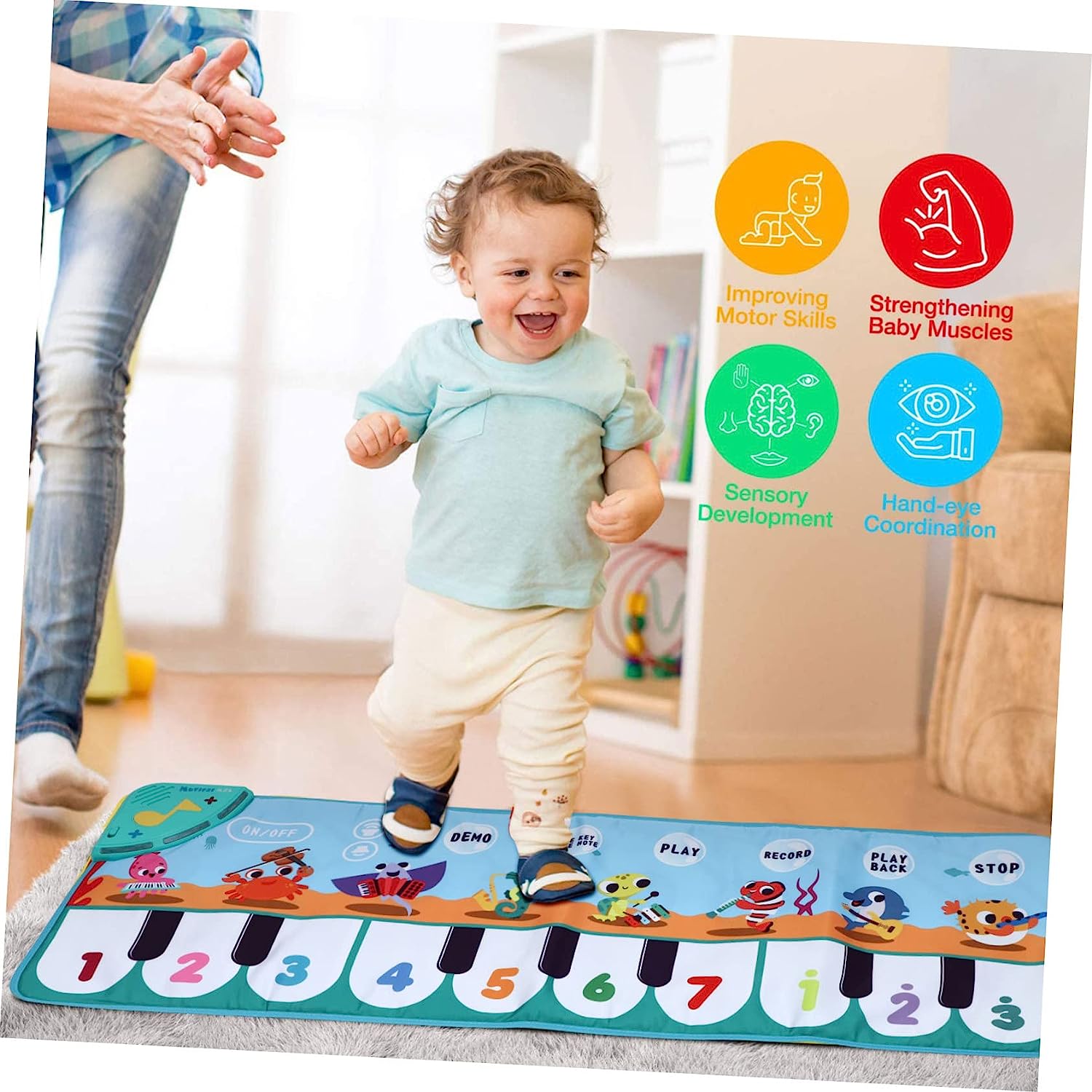 Piano Rug Toys for Toddlers Boys Toys for Infant Piano Carpet Rug Toddler Music Toys Infant Play Mat Toddler Toys Educational Toy Piano Blanket Baby Piano Blanket Blue Crawl Pedal