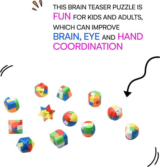 Amazaque Brain Teaser Puzzles for Kids, Teens, and Adults - Mind Game Puzzle Set - 3D Unlock Interlock Toy Desk Toys for Office - Suitable for IQ, Logic Test, Fidgeting and Pastime - Hand Puzzles