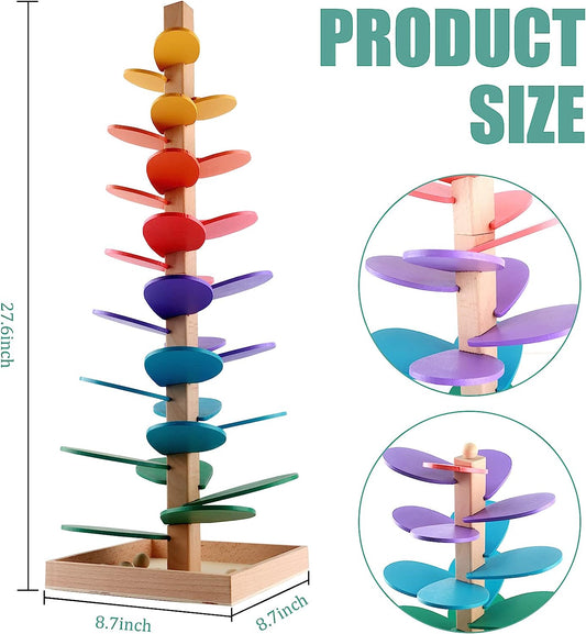 Wooden Colorful Music Tree Games, Rainbow Musical Tree Kit, Educational Toy Blocks Bright Color Toys Track Rolling Tree Party Accessories for Party Birthday