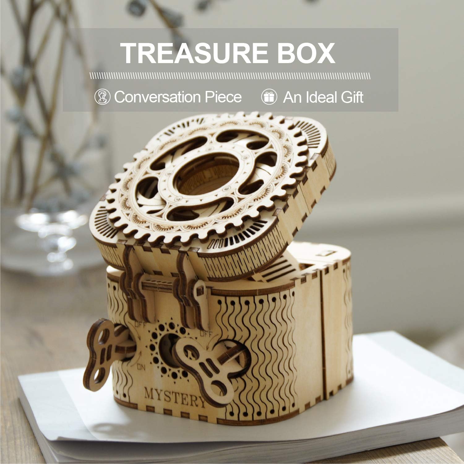 3D Wooden Puzzle Password Box Model Kits for Adults and Teens to Build Combination Lock Mechanism Chris as/Birthday