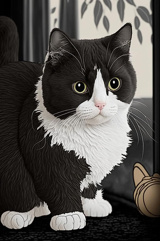 300 pcs Puzzle Family Decorations Wooden Jigsaw Puzzle for Adults and Children Development Toys Games Toys Gift Black and White Cat