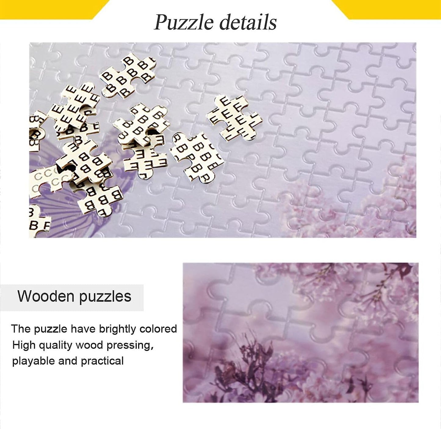 Butterfly 1000 Pieces Wooden Jigsaw Puzzle for Adults Teens Kids, Fun Family Game for Holiday Toy Gift Home Decor