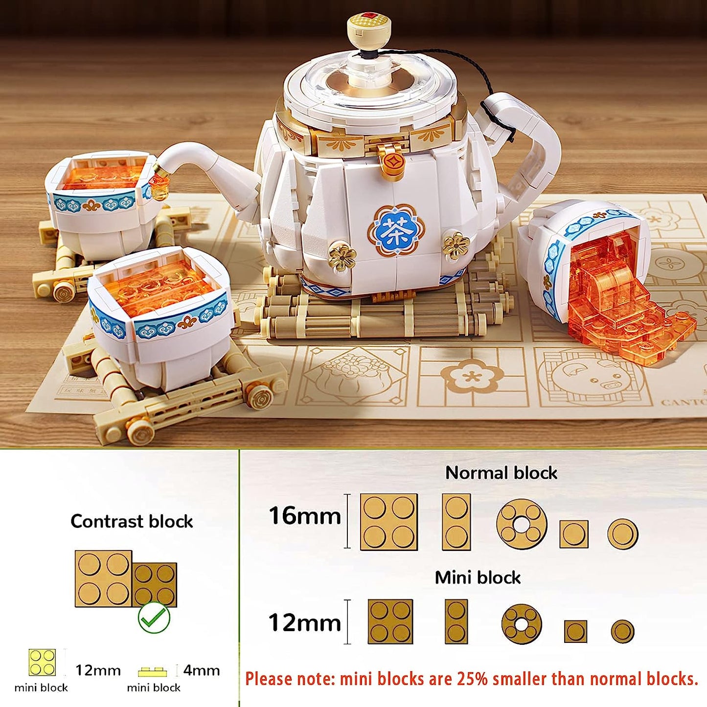 The Teapot Model Building Blocks Kits, 690 PCS Coffeepot Model for Boys Girls 6-12 Years Old, MOC Creative Toys Mini Building Blocks for Kids Adults, Gift Ideal for Child