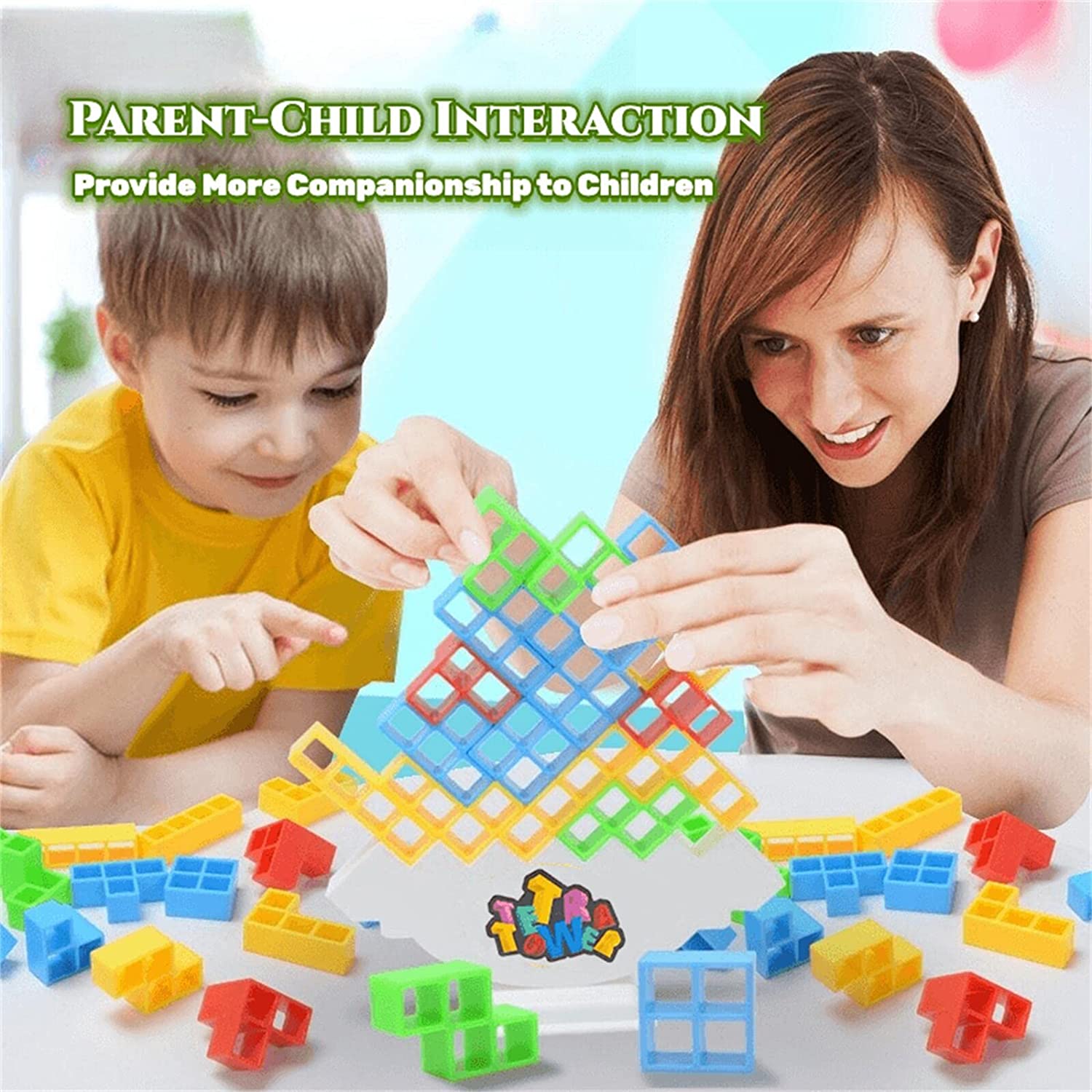 Tetra Tower Stacking Toys, Balance Game,Preschool Exercise Building Blocks, Board Games for Kids & Adults,Perfect for Family Games, Parties, Travel, (16PCS)