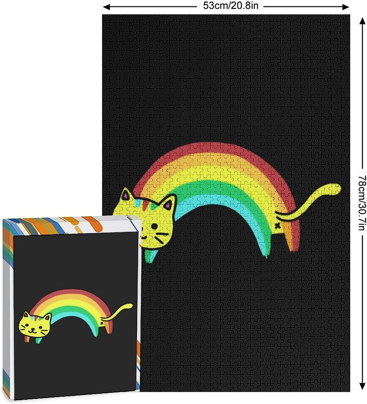 Rainbow Cat Jigsaw Puzzles Funny Puzzle Toy Gift Wall Art for Family