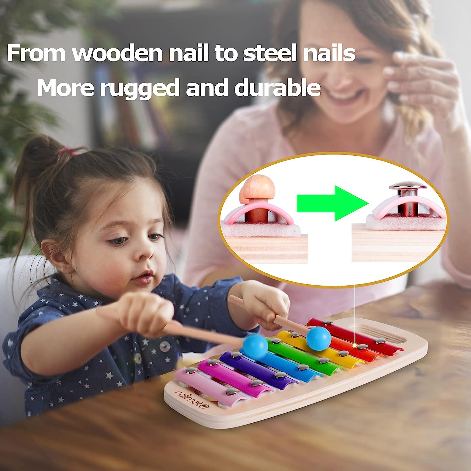 Hammering Pounding Toys Wooden Educational Toy Xylophone Shape Sorter, Birthday Gift for 1 2 Years Boy Girl Baby Toddler Kids Developmental Learning Block Toy Fine Motor (Classic)