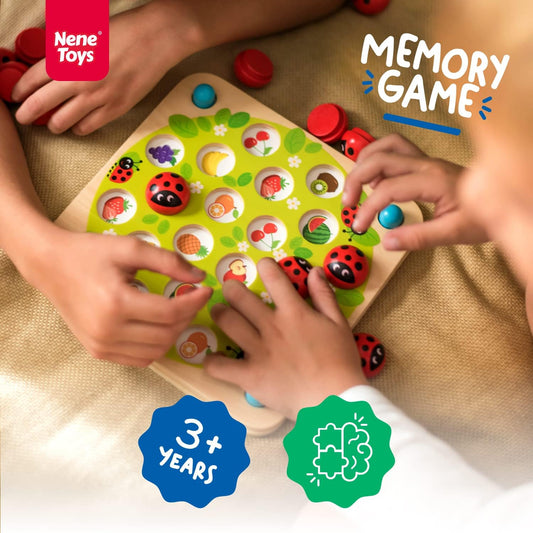 Ladybug’s Garden Memory Game – Wooden Memory Matching Game for Kids Age 3 4 5 Years Old – Family Board Games with 10 Fun Patterns – Educational Toy for Boys & Girls Cognitive Development