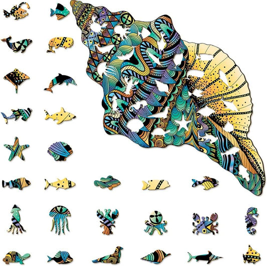 Conch Shell Wooden Jigsaw Puzzle for Adults by