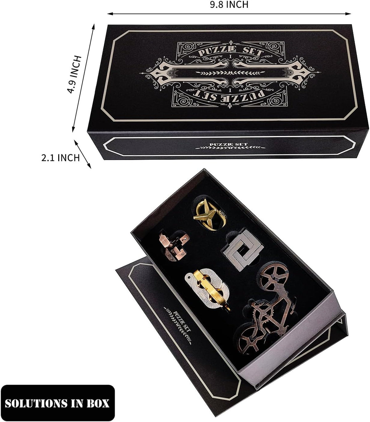 5 Pieces Brain Teasers Puzzles, Metal Cast Puzzle Games Toys, 3D Highly Difficult Adult Puzzles, IQ Logic Test Disentanglement Games for Teens, Puzzle Switch Games School Supplies(Key Set)