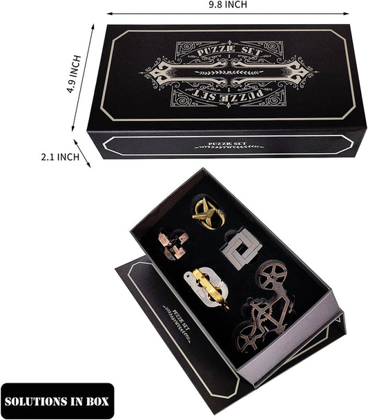 5 Pieces Brain Teasers Puzzles, Metal Cast Puzzle Games Toys, 3D Highly Difficult Adult Puzzles, IQ Logic Test Disentanglement Games for Teens, Puzzle Switch Games School Supplies(Key Set)