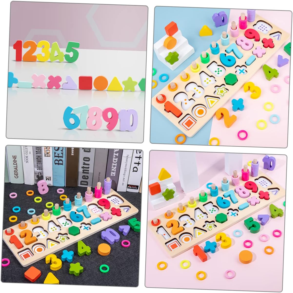 1 Set Wood Puzzle Pieces Number Toys Wood Building Blocks Logarithmic Board Baby Wooden Three-Dimensional Toys for Girls Kids Toys for Girls Kids Educational Toys Puzzle for Kids