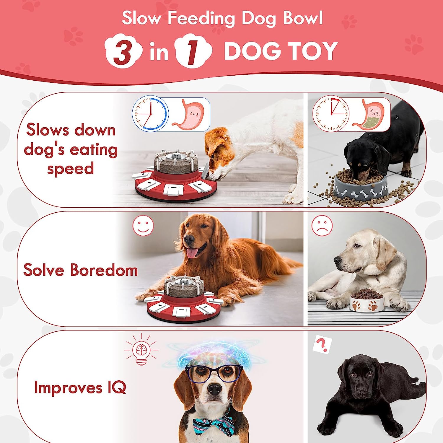 Puzzle Toys for Dog, Dog Treat Puzzle Slow Food Feeder Dispenser, Interactive Dog Toys for Boredom & Stimulating, IQ Training & Mental Enrichment, for Large/Medium/Small Dog