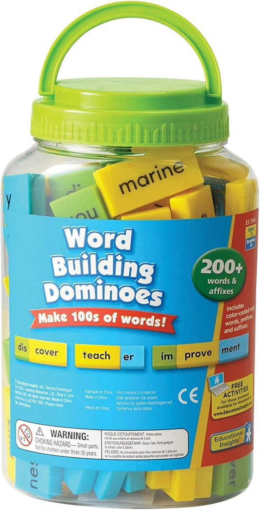 Word Building Dominoes - Word Building Game & Manipulative for Classroom & Home, Set of 108 double-sided, Color-Coded dominoes , Ages 6+