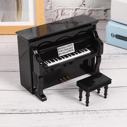Kids Piano Toy Wooden Miniature Upright Piano Kids Piano Keyboard Mini Upright Piano Mini Musical Instrument Model Music Educational Children Gift Home Decor for Toddlers Girls Boys(Black)
