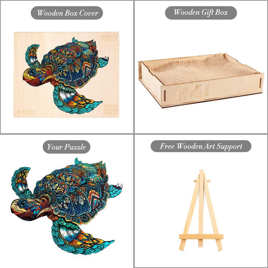 Wooden Jigsaw Puzzles for Adults Kids, Resolute Turtle Unique Shape Animal Wooden Puzzle, Wood Puzzle, Best Birthday Gift for Family and Friends, Family Games Play Collection 15 x 13in, 301pcs Large