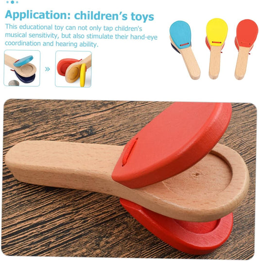 15 Pcs Baby Handle Castanet Wooden Handles Kids Wooden Toys Music Toys Instruments for Kids Castanet Toys Wooden Castanets Toys Musical Instrument Hand Clap Percussion Toddler