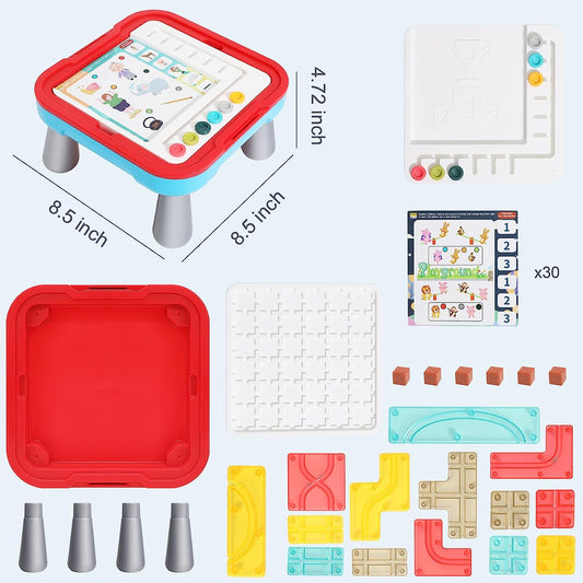 2-in-1 Board Games and Puzzles for Kids Ages 3-5 5-7, Blocks Puzzle Brain Teasers Logic Thinking Game Table, STEM Preschool Learning Early Educational Toys Birthday Gifts for Boys and Girls