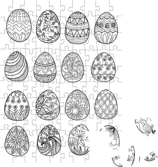 Hand Drawn Easter Eggs for Coloring Book for Adult & Desi... Jigsaw Puzzle Jigsaw Puzzle with 100 Pieces