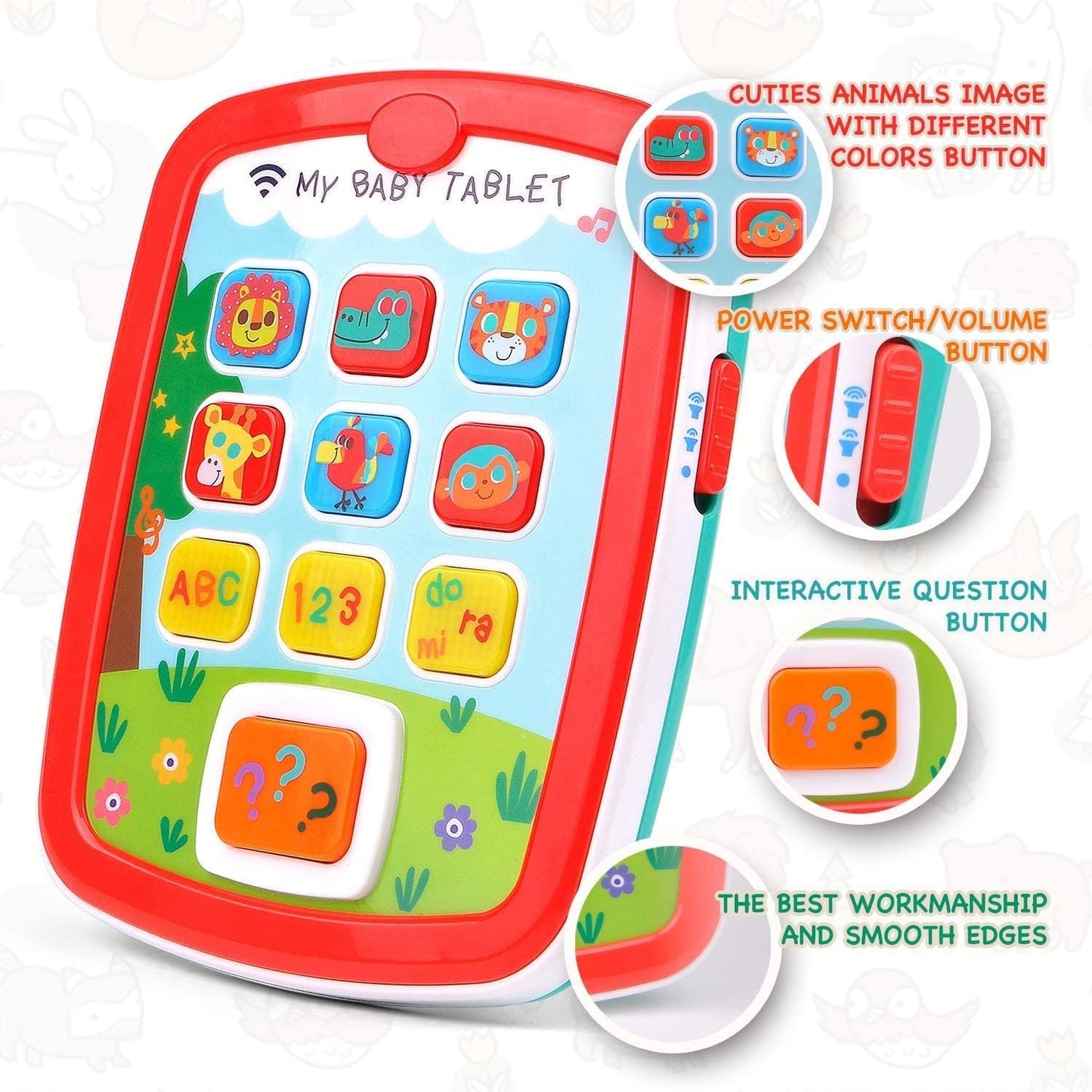 Toddler Learning Tablet for 1 Year Old, Light Up Infant Toddler Musical Play Tablet Toy 6-12 12-18 18-24 Months, Toddler Educational ABC Toy, Learn Alphabet Sounds, Shapes, Music and Words