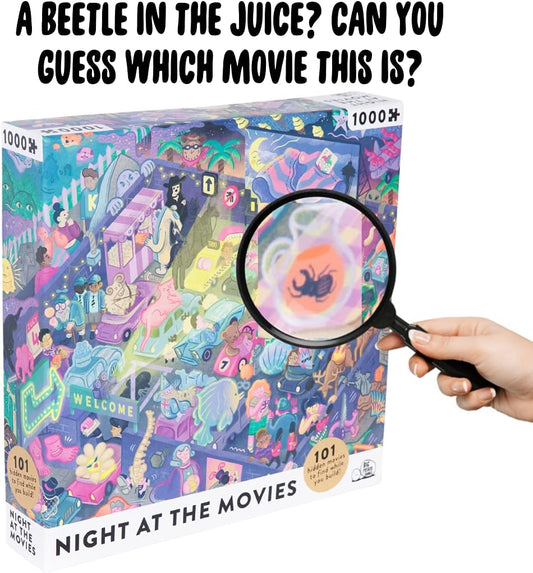 Night at The Movies: Movie Jigsaw Puzzle for Adults (1000 Pieces) Filled with 101 Riddles to Solve
