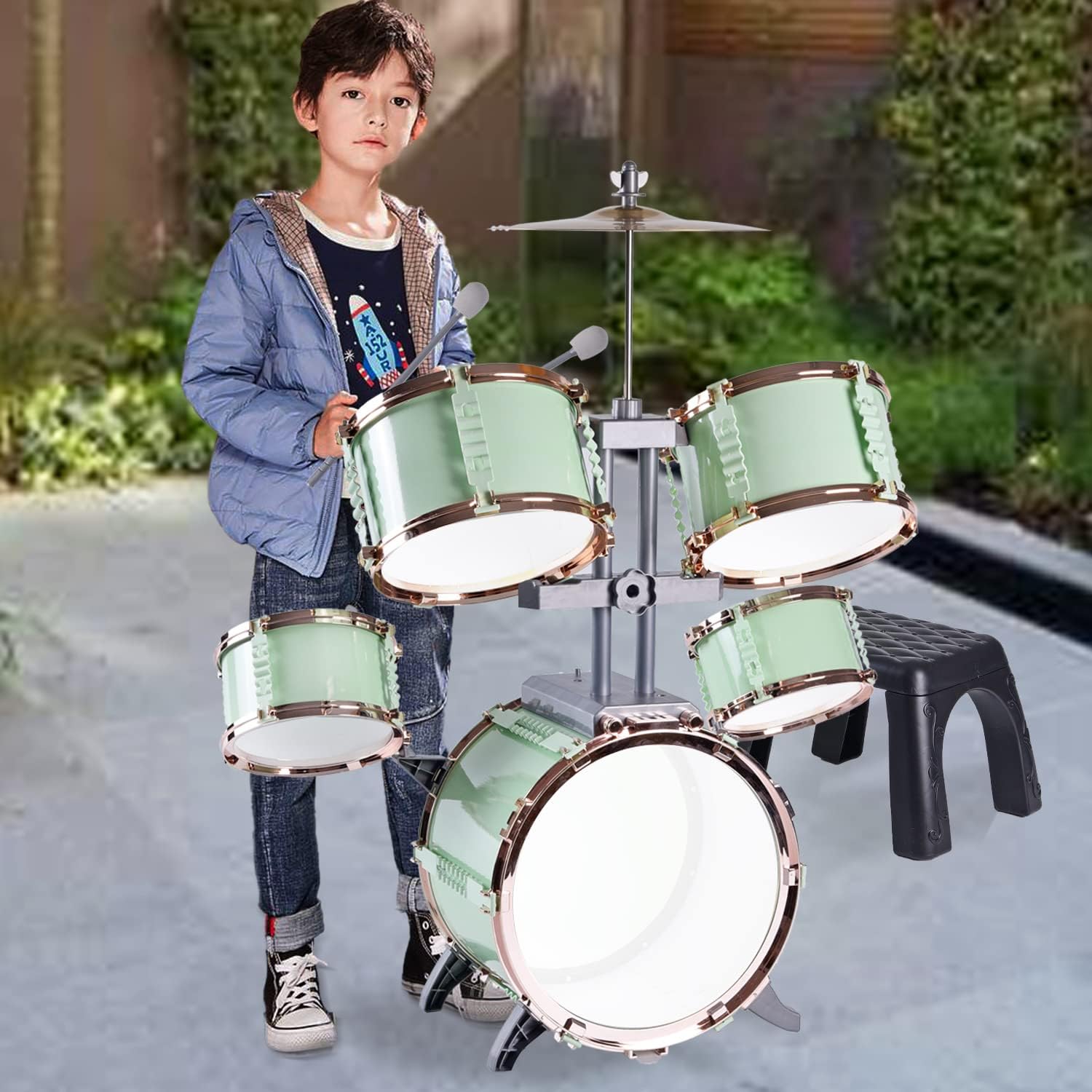Children's Jazz Drum Set - Children's Educational Instrument Toy Set Rock Jazz Drum Set Percussion Instrument Music Enlightenment Education Toy Suitable for 3-8 Year Old Boys and Girls Gift