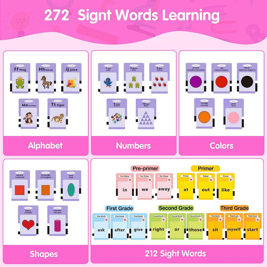ABC Learning Flash Cards for Toddlers 2-4, Autism Toys, Speech Therapy Toys, Educational Learning Talking Sight Words Flash Cards Kindergarten for Boys and Girls, 272 Sight Words