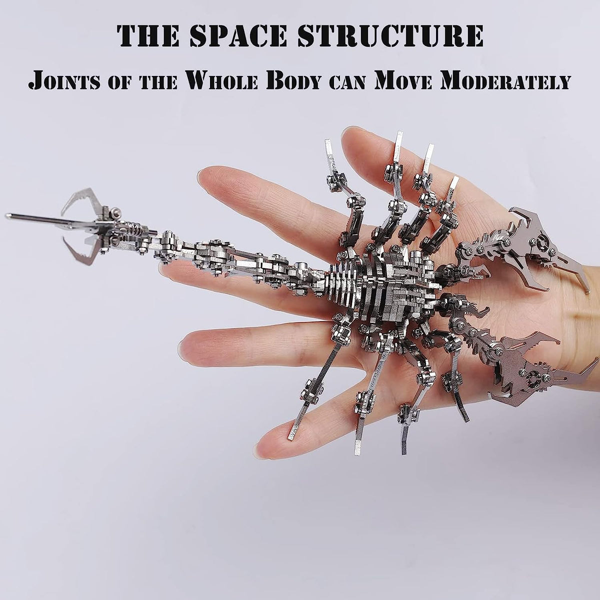 3D Metal Puzzle Model 3D Metal Puzzles for Adults Scorpion DIY Brain Teaser Jigsaw Puzzles Model Building Kits with Tools Hand-Assembled Model Stainless Steel Desk Ornament, Black