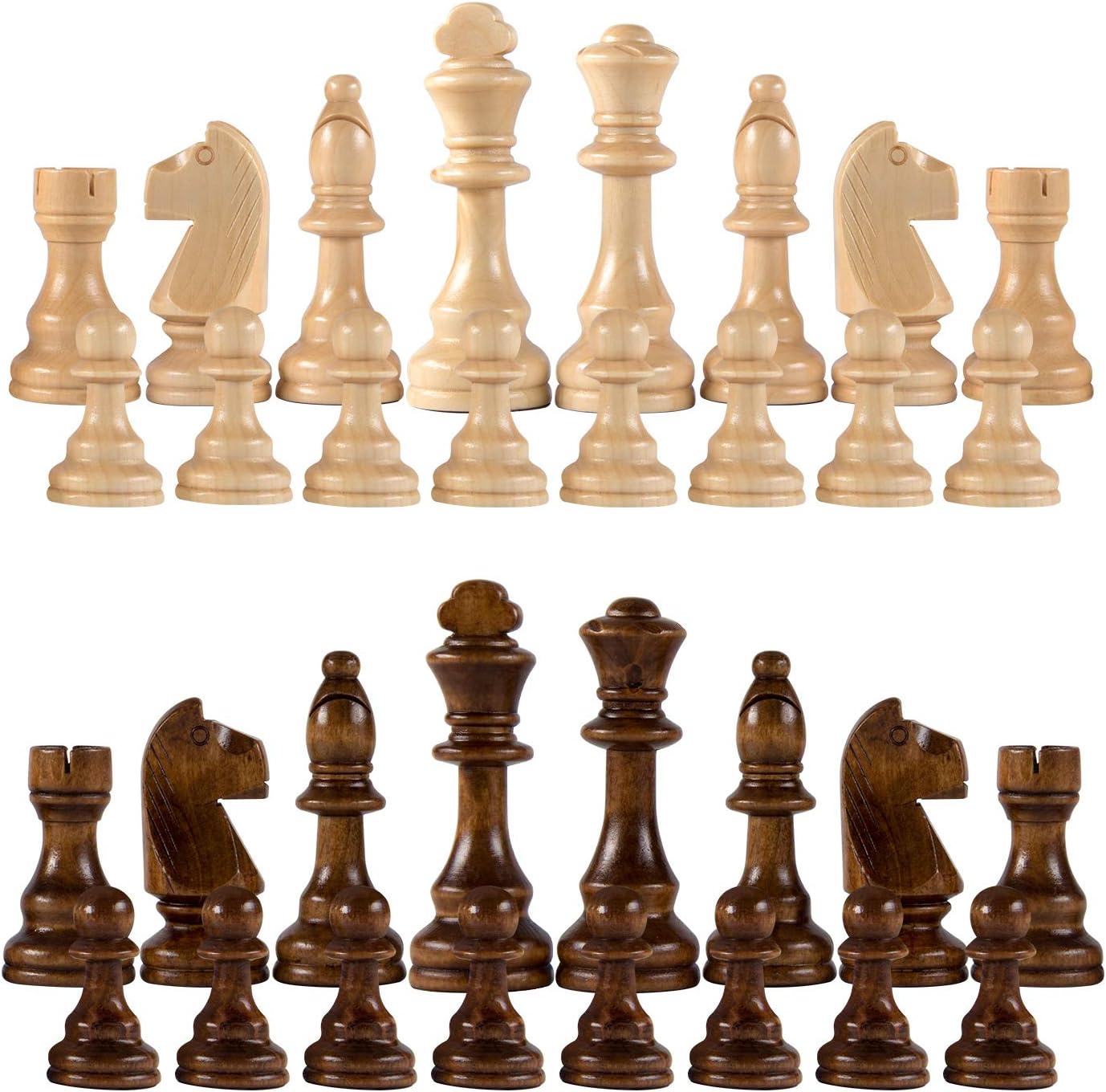 Chess Pieces Only, Wooden Hand Carved Tournament Chessmen with 4.12" Inches King, 2 Storage Bags for Chess Board Game, Replacement of Missing Pieces