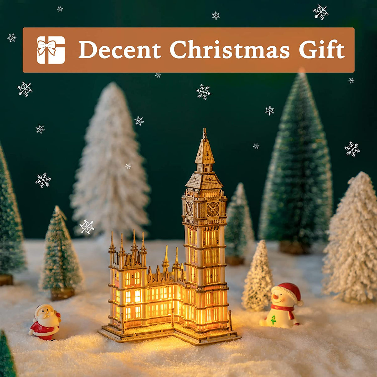 3D Puzzle for Adults Wooden Craft Kits for Teens DIY Construction Model Kit with LED Light to Build Educational Big Ben Set Toys Birthday Gifts