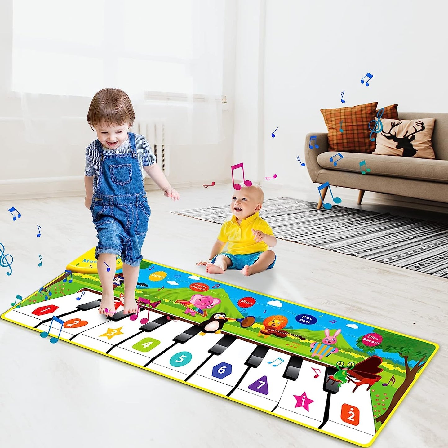 Piano Mat, Toys for Toddlers, Animal Musical Mat Music Blanket Touch Playmat Dance Mat Birthday Easter Gifts for 1 2 3 Year Old Boys Girls