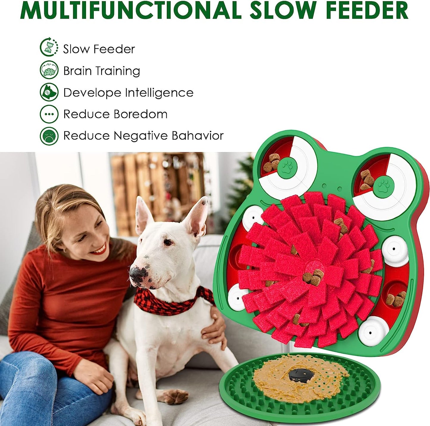 Dog Puzzle Toys with Lick Mat, Puzzle Slow Feeder to Aid Pets Digestion, Stress Relief Interactive Dog Toy for Feeding