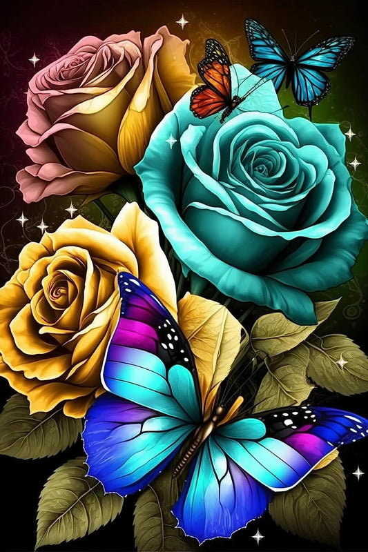 Wooden Jigsaw Puzzle Colored Roses and Butterflies Challenging Educational Fun Family Games Toys Gifts for Home Decor Family Activities 200 Pieces